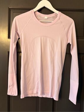 Lululemon Swiftly 2.0 Long Sleeve Shirt Top Pink Organza Size 6 Light Pink